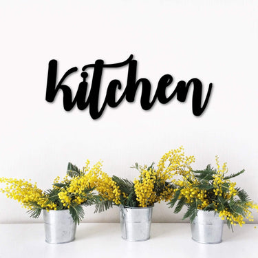 Kitchen Sign | Metal Word Art | Kitchen Wall Decor | Kitchen Gifts | Metal Cursive Letters | Word Signs | Kitchen Words for the Wall |